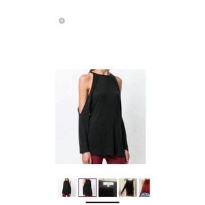 IRO Women Black Cold Shoulder Top‎ Size XS Bherock Whipstitch Moto Blouse #G12-1